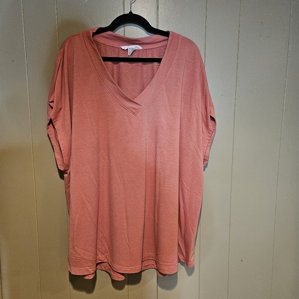 Workshop Republic Athleisure Plus-Size 3X V-Neck Top, Orange